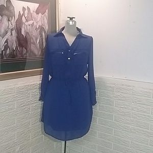 NWT Rue 21 Sheer Blue Mini Shirt Dress Size Medium